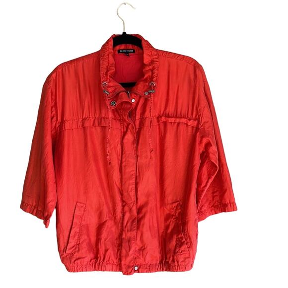 Eileen Fisher Silk Anorak Jacket Red Small INVS7 - Picture 9 of 12